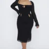 Abito midi nero con cut-out Ophelia
