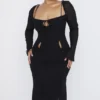 Abito midi nero con cut-out Ophelia