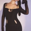 Abito midi nero con cut-out Ophelia