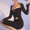 Abito midi nero con cut-out Ophelia