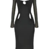Abito midi nero con cut-out Ophelia