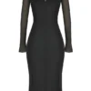 Abito midi nero con cut-out Ophelia