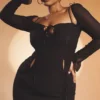 Abito midi nero con cut-out Ophelia