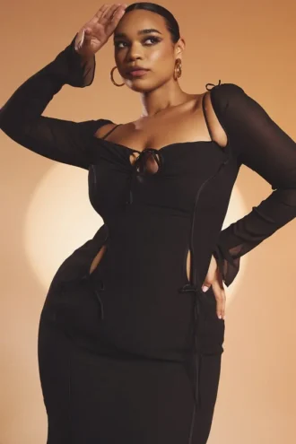 Abito midi nero con cut-out Ophelia