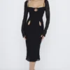 Abito midi nero con cut-out Ophelia