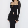 Abito midi nero con cut-out Ophelia