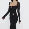 Abito midi nero con cut-out Ophelia