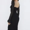 Abito midi nero con cut-out Ophelia