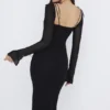 Abito midi nero con cut-out Ophelia