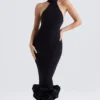 Abito midi nero con peplo Juniper