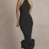Abito midi nero con peplo Juniper