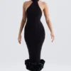 Abito midi nero con peplo Juniper