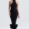 Abito midi nero con peplo Juniper