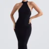Abito midi nero con peplo Juniper