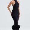 Abito midi nero con peplo Juniper