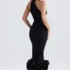 Abito midi nero con peplo Juniper