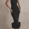 Abito midi nero con peplo Juniper