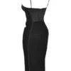 Abito midi nero con ruches Maya
