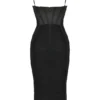 Abito midi nero con ruches Maya