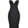 Abito midi nero con scollo a cuore Bellissima