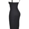 Abito midi nero con scollo a cuore Bellissima