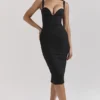 Abito midi nero con scollo a cuore Bellissima