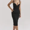 Abito midi nero con scollo a cuore Bellissima