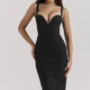 Abito midi nero con scollo a cuore Bellissima