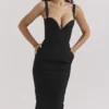 Abito midi nero con scollo a cuore Bellissima
