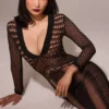 Abito midi nero con scollo profondo “Loula”