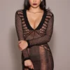 Abito midi nero con scollo profondo “Loula”