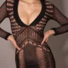 Abito midi nero con scollo profondo “Loula”