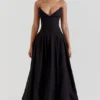 Abito midi nero senza spalline Lady