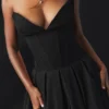 Abito midi nero senza spalline Lady
