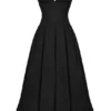Abito midi nero senza spalline Lady