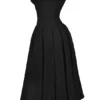 Abito midi nero senza spalline Lady