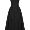 Abito midi nero senza spalline Lady