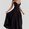 Abito midi nero senza spalline Lady