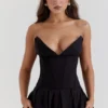 Abito midi nero senza spalline Lady