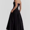 Abito midi nero senza spalline Lady
