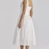 Abito midi Phoebe in cotone bianco con bordi in broderie anglaise