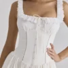Abito midi Phoebe in cotone bianco con bordi in broderie anglaise