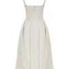 Abito midi plissettato in raso color crema vintage Paloma