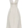 Abito midi plissettato in raso color crema vintage Paloma
