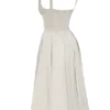 Abito midi plissettato in raso color crema vintage Paloma