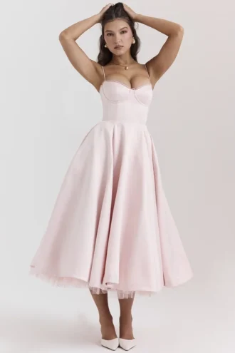 Abito midi rosa ballerina Mademoiselle