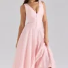 Abito midi rosa in chiffon con bottoni Samira