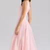 Abito midi rosa in chiffon con bottoni Samira