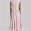 Abito midi rosa in cotone con maniche ad aletta Kaia