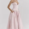 Abito midi rosa senza spalline Lady Ballerina